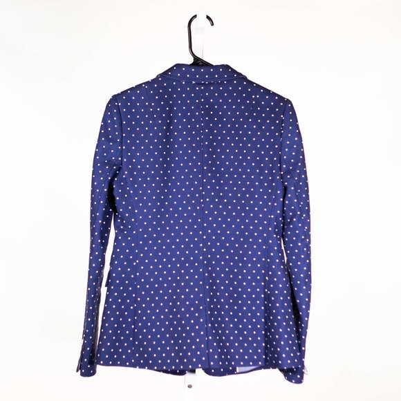 Banana Republic Blazer Jacket Blue White Polka Dot Two Button Work Suit Size 4 - Picture 2 of 8